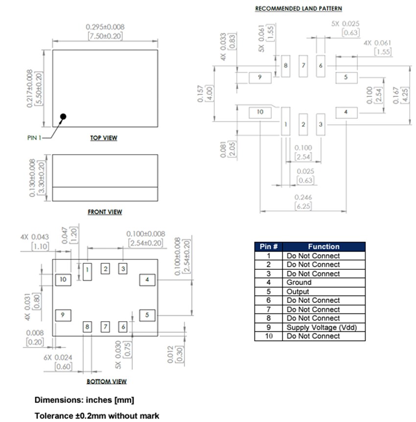 Mechanical Drawing - Abracon AOC75 Oven Controlled Crystal Oscillators